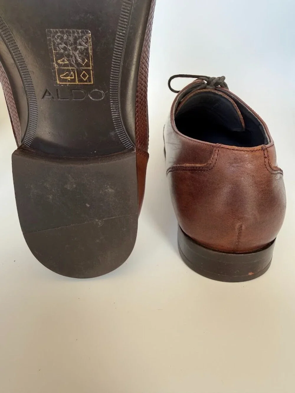 Aldo Men's Brown Leather Derby Shoes Embossed Woven Texture Lace Up Size 10